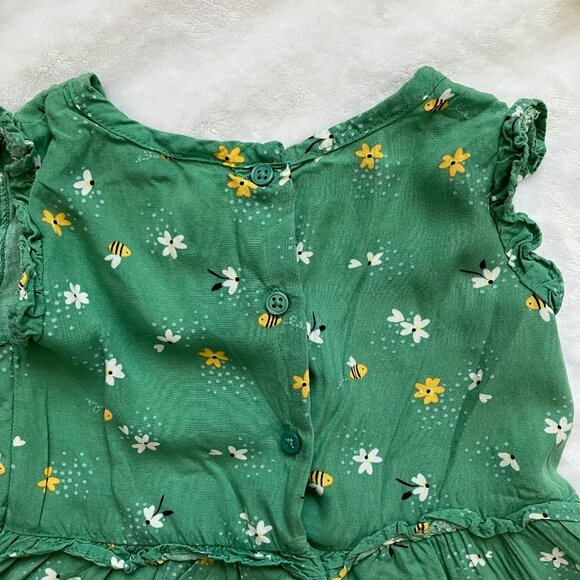 Carter's Toddler Sleeveless Dress 24M | Green Floral Bee Tiered Viscose VGUC - Picture 11 of 16